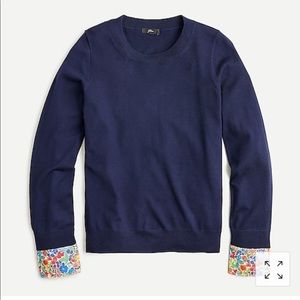 NWT JCrew Tippi crewneck with Liberty cuffs sz L